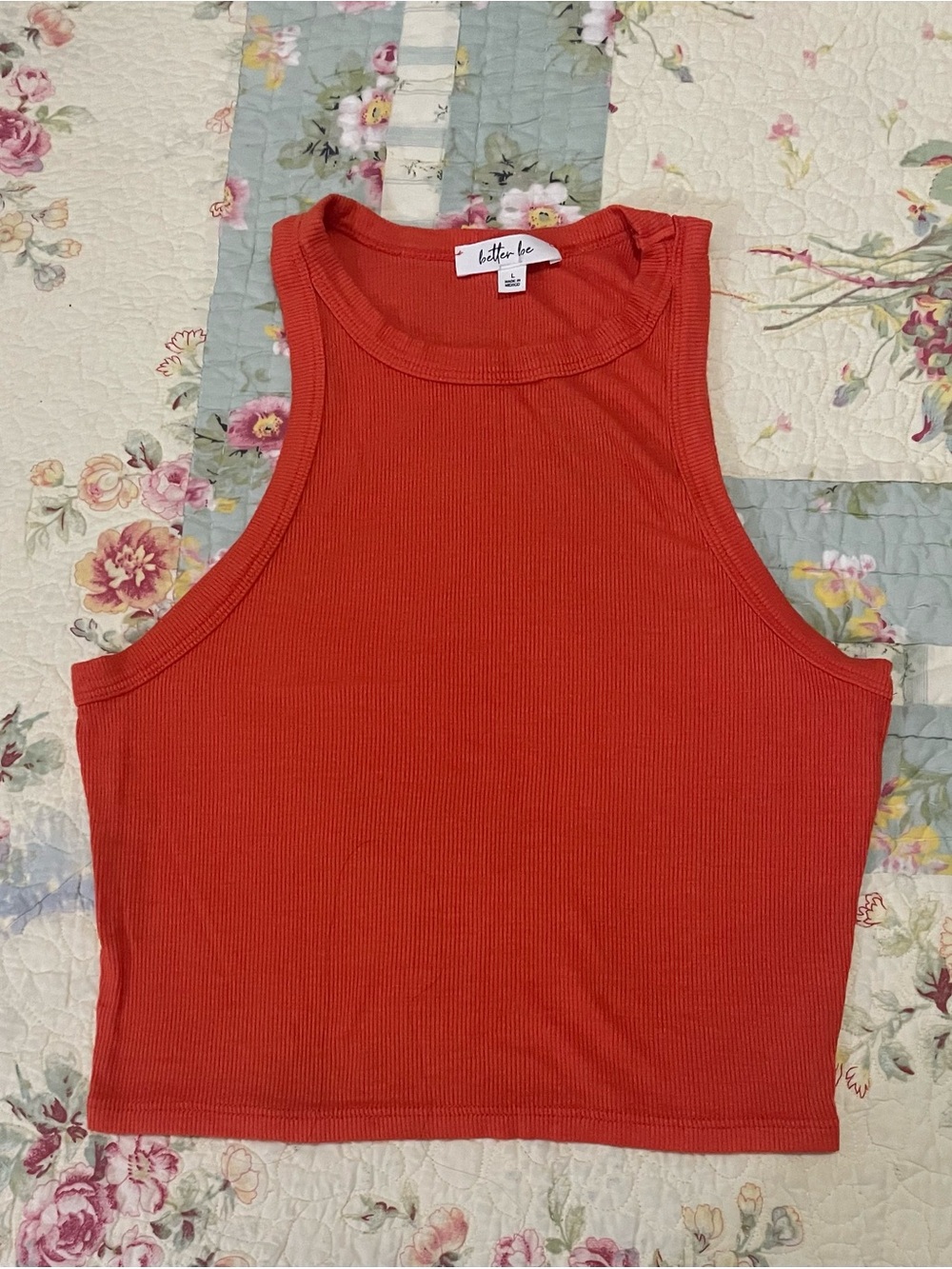 Better Be Red Ribbed High-Neck Cropped Tank